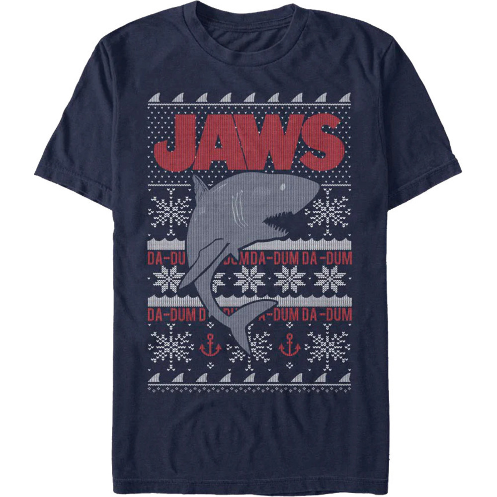 Ugly Faux Knit Jaws Christmas Tshirt